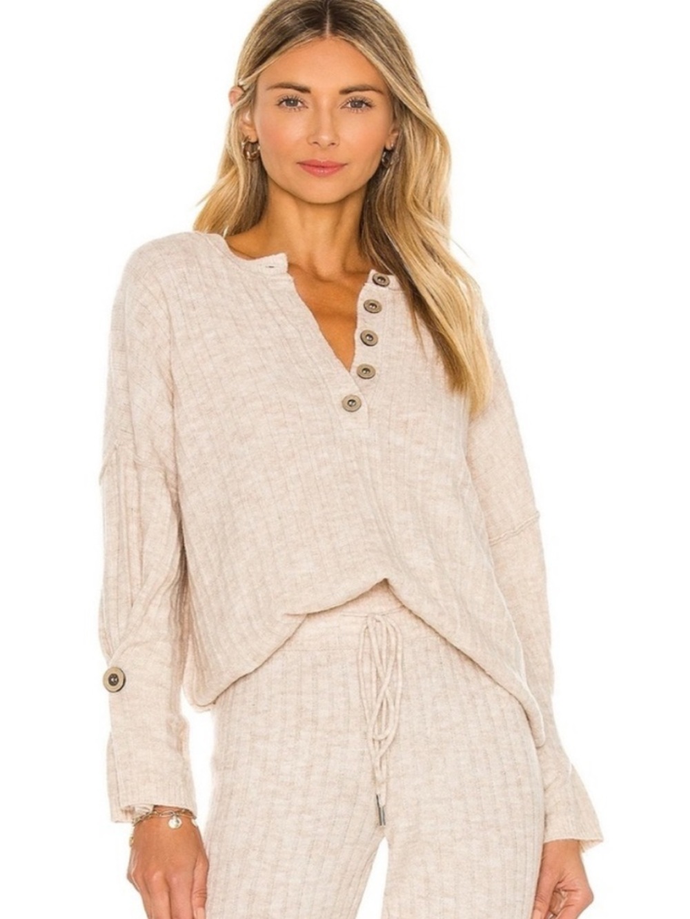 Free People Intimately | Around The Clock Ribbed Cozy Tan/Brown Pullover Size XS